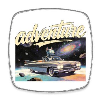 Aventure en voiture rétro - Magnet carré - blanc - Devant
