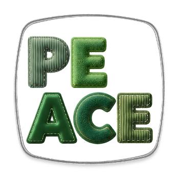 Peace Patchwork Green Nature Lettering - Square fridge magnet - white - Front