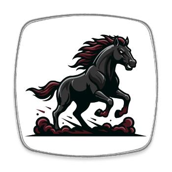 Midnight Gallop Black Horse Force - Square fridge magnet - white - Front