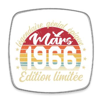 März 1966 60 Jahre Geburtstagsgeschenk März 1966 - Viereckiger Kühlschrankmagnet - Weiß - Vorne