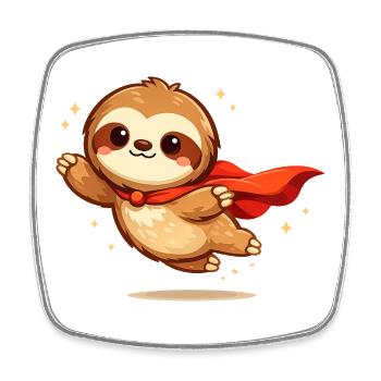Minihero Sloth – Super Sloth - Square fridge magnet - white - Front