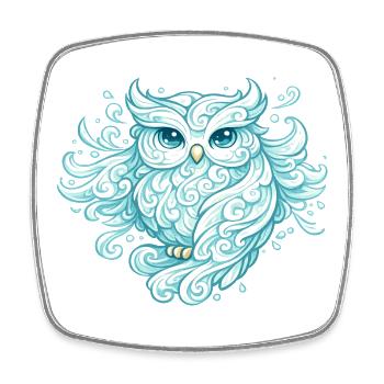 Hibou aérien – animal fait de vent - Magnet carré - blanc - Devant