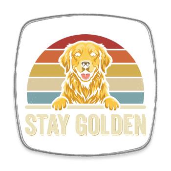 Stay Golden Golden Retriever Retro Motiv - Viereckiger Kühlschrankmagnet - Weiß - Vorne