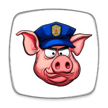 Polizist Schwein - Viereckiger Kühlschrankmagnet - Weiß - Vorne