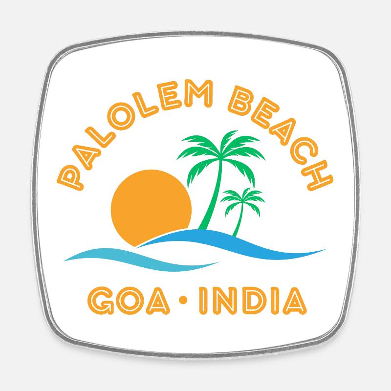 Palolem Beach Goa India Sunset - Square fridge magnet - white