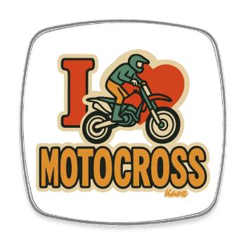 Ich liebe Motocross - Viereckiger Kühlschrankmagnet - Weiß - Vorne