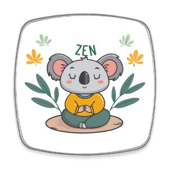 Koala Zen Meditation - Square fridge magnet - white - Front