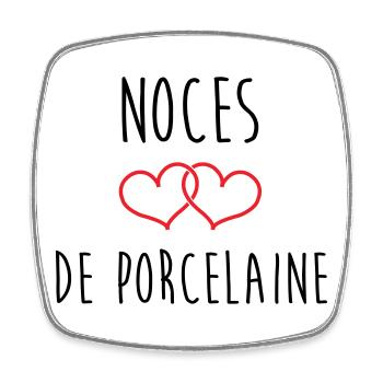 porcelain wedding 20 years of love - Square fridge magnet - white - Front