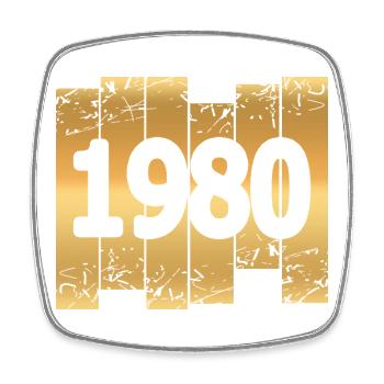 1980 - Viereckiger Kühlschrankmagnet - Weiß - Vorne