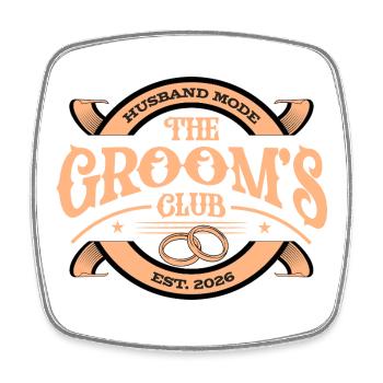 Grooms Club 2026 Bachelor Party - Square fridge magnet - white - Front