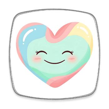 Arc-en-ciel souriant au cœur pastel - Magnet carré - blanc - Devant