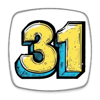 31 Number Colorful - Square fridge magnet - white - Front