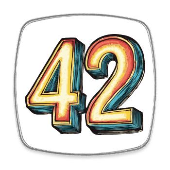 42 Number Colorful - Square fridge magnet - white - Front