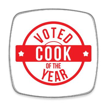 Voted Cook of the Year : Badge de Chef - Square fridge magnet - white - Front