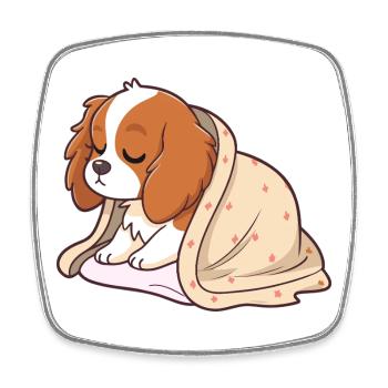 Sleeper puppy under cover - Square fridge magnet - white - Front