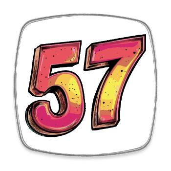 57 Nombre Coloré - Magnet carré - blanc - Devant