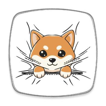 Shiba Inu aufsteigende Kawaii - Viereckiger Kühlschrankmagnet - Weiß - Vorne