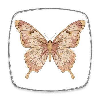 Zartrosa Schmetterling Kunst - Viereckiger Kühlschrankmagnet - Weiß - Vorne