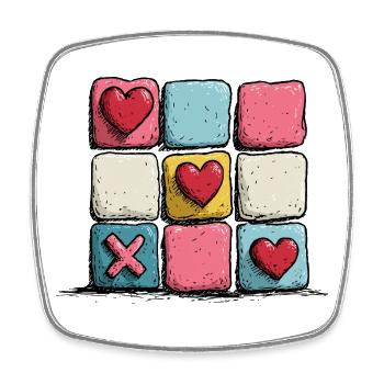 Motif Heart XOXO PopArt - Magnet carré - blanc - Devant