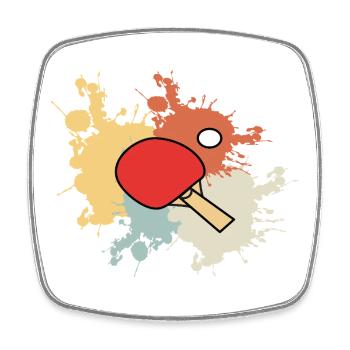 Table Tennis Retro Table Tennis Racket - Square fridge magnet - white - Front