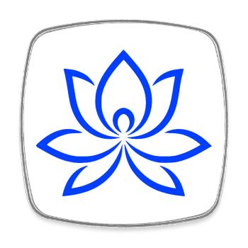 Blue Lotus Lineart Fine Flower Flower Fan - Square fridge magnet - white - Front