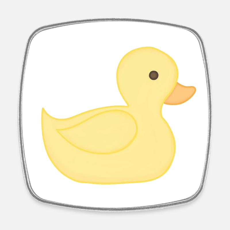 Yellow rubber duck cartoon style - Square fridge magnet - white