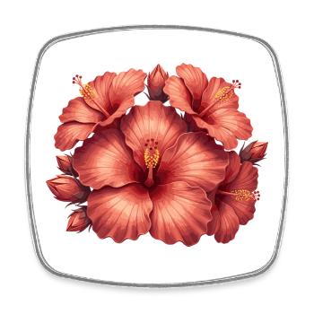 Hibiscus in rose red - Square fridge magnet - white - Front