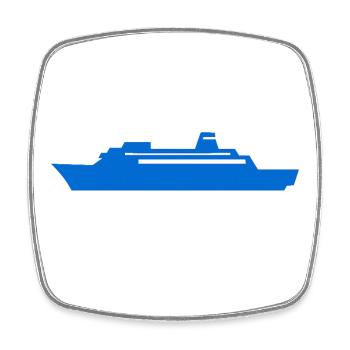 Blue Ship Silhouette Coastal Look - Square fridge magnet - white - Front