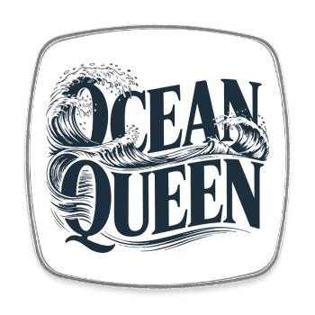 Ocean Queen - Conception typographique des vagues - Magnet carré - blanc - Devant