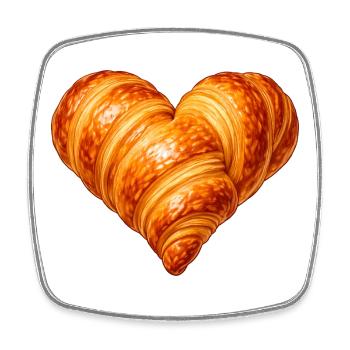 Heart Shaped Croissant Illustration - Square fridge magnet - white - Front
