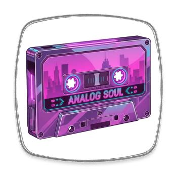 Retro Analog Soul Chrome Cassette Synthwave - Square fridge magnet - white - Front