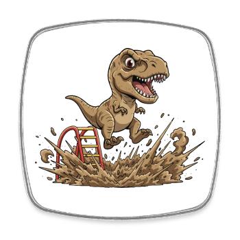 Dino jump in the mud - Square fridge magnet - white - Front