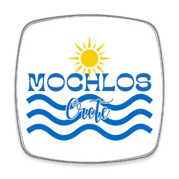 Logo du soleil et des vagues de mer de Crète à Mochlos - Magnet carré - blanc - Devant
