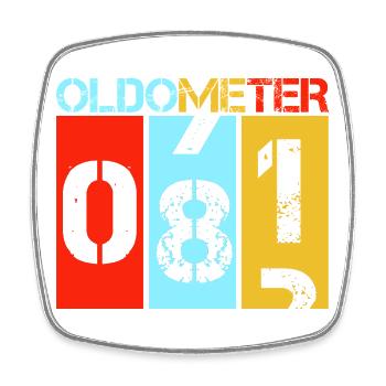 Oldometer 81 Funny 81st Birthday Retro Design - Square fridge magnet - white - Front