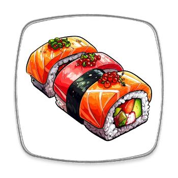 sushi - Magnet carré - blanc - Devant