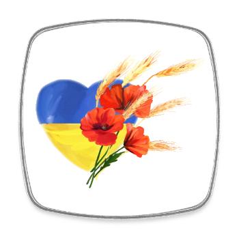 Cœur de l’Ukraine - Pavots et blé doré - Magnet carré - blanc - Devant