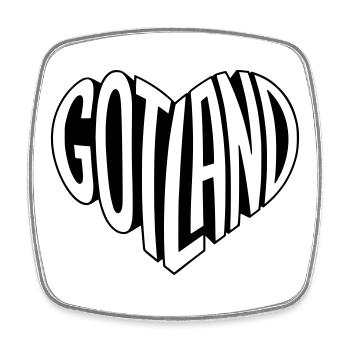 Cœur en lettres de Gotland, Suède - Magnet carré - blanc - Devant