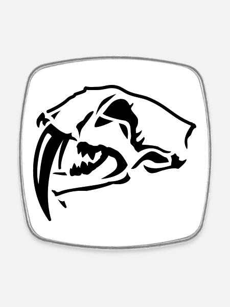 Sabre-toothed Tiger Skull - Square fridge magnet - white