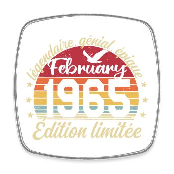 Février 1965 Anniversaire février 1965 Retro 1965 - Magnet carré - blanc - Devant
