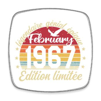 February 1967 Birthday February 1967 Retro 1967 - Square fridge magnet - white - Front
