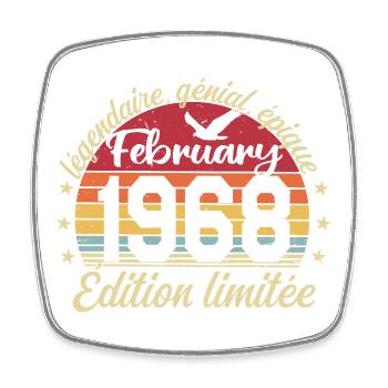 Février 1968 Anniversaire février 1968 Retro 1968 - Magnet carré - blanc - Devant