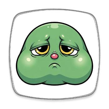 Sad Alien Head Portrait Alien Emoti - Square fridge magnet - white - Front