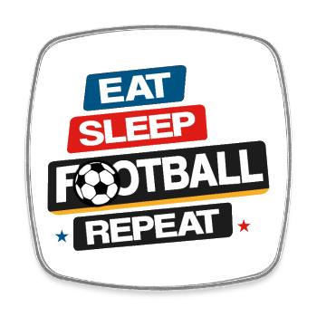 Eat_Sleep_Football_Repeat - Square fridge magnet - white - Front