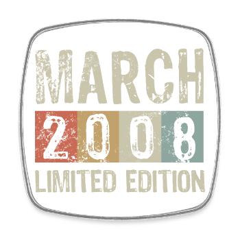 Limited Edition March 2008 Birthday Gift - Square fridge magnet - white - Front