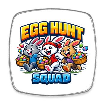 Escouade de chasse aux œufs disant que le lapin de Pâques est drôle - Magnet carré - blanc - Devant