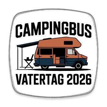Campingbus Papa Vatertag Geschenk 2026 - Viereckiger Kühlschrankmagnet - Weiß - Vorne