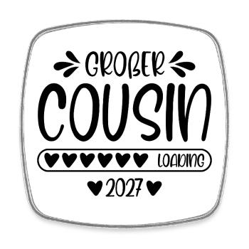 Großer Cousin 2027 loading - Viereckiger Kühlschrankmagnet - Weiß - Vorne