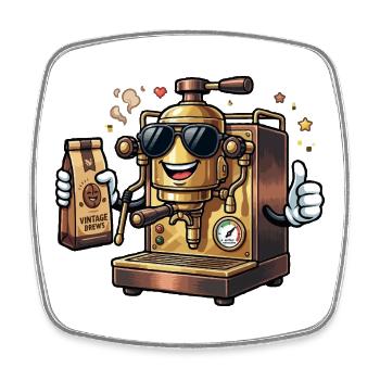Brass Brew Robot Sonnenbrille - Viereckiger Kühlschrankmagnet - Weiß - Vorne
