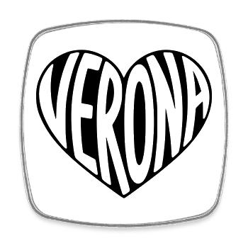 Vérone Italie Typographie du cœur - Magnet carré - blanc - Devant