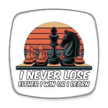 Schach Spruch - Ich verliere nie - Viereckiger Kühlschrankmagnet - Weiß - Vorne
